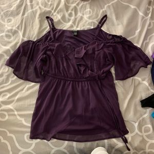 Purple cold shoulder top
